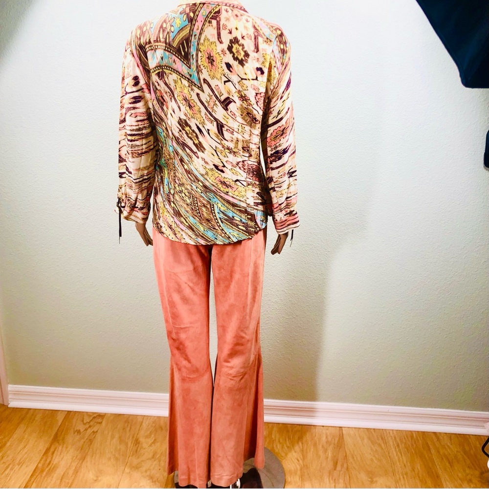 Valentino coral suede flare pants Sz 6 - Picture 11 of 16